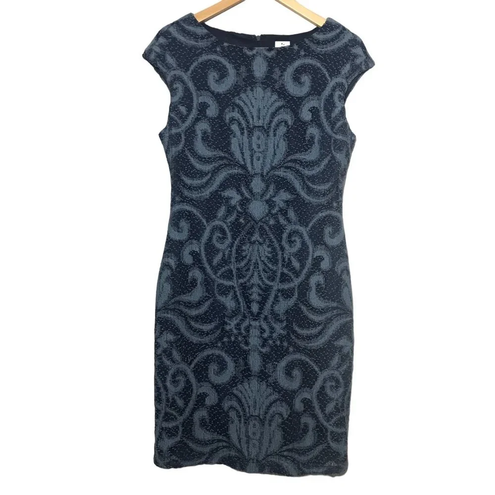 Julia Jordan Blue Crochet Lace Sheath Dress Cap Sleeve Women’s Size 8 - Picture 2 of 9